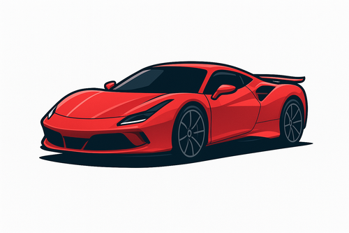 Red sports car on a white background